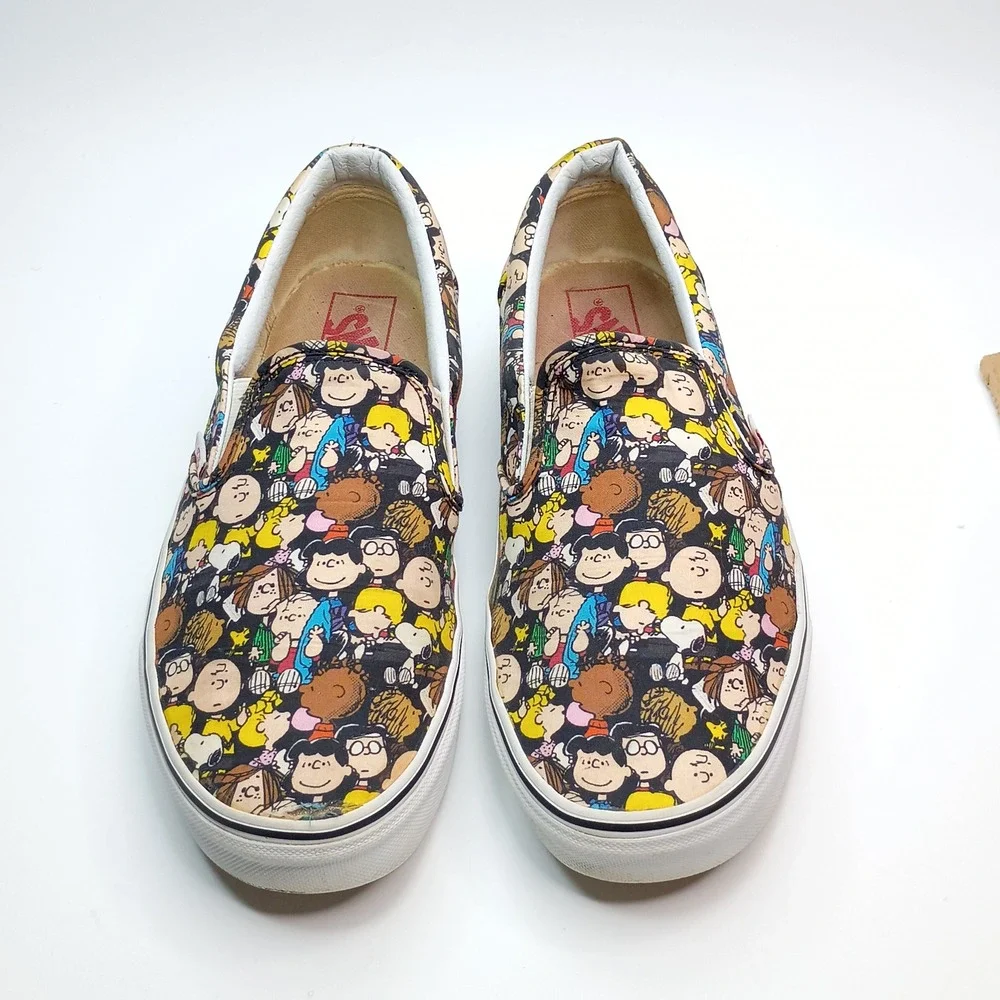 Vans x Peanuts Classic Slip On Charlie Brown Gang Mens 9.5 Womens 11 Shoes A4‎